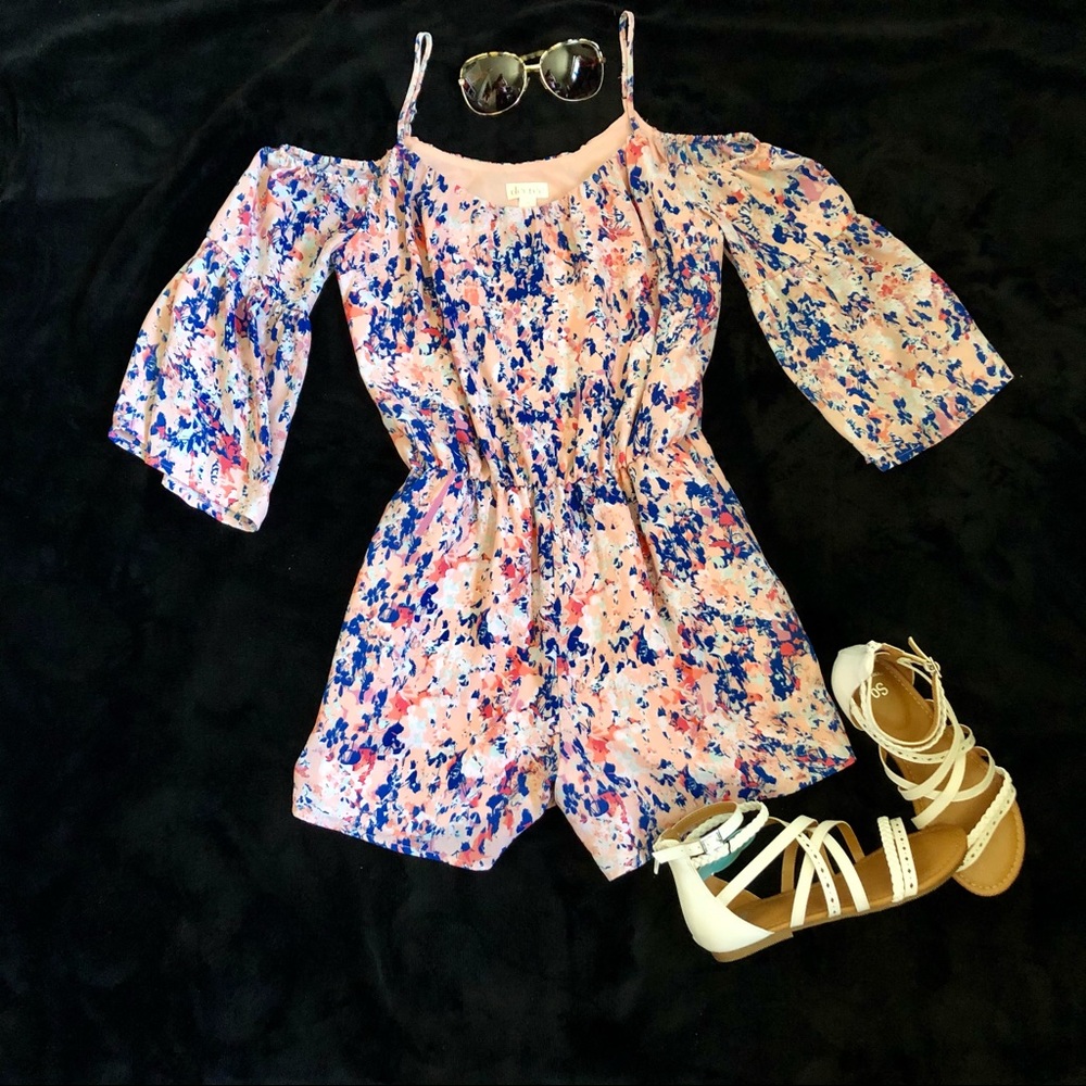 Decree Floral Print Cold-Shoulder Romper